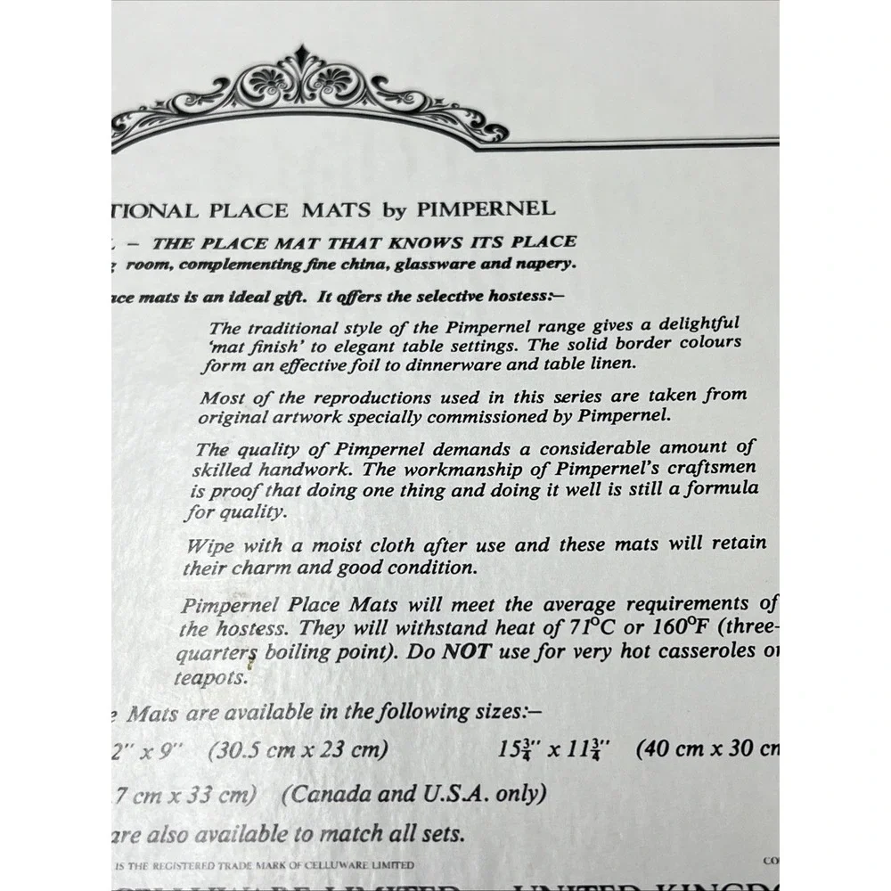 Vintage Pimpernel Place Mats English Inns Four‎ Traditional Mats